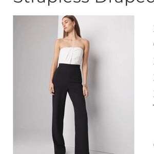 White House Black Market Strapless Black and White Jumpsuit